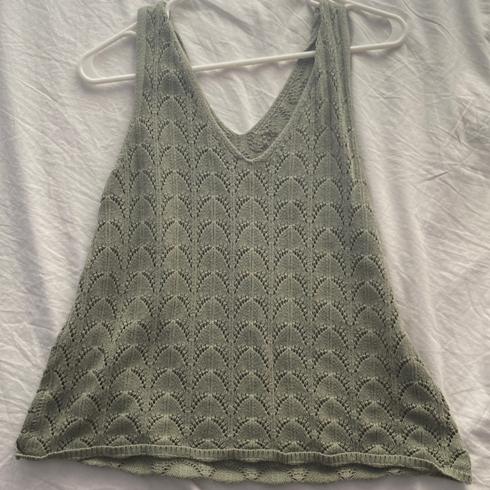 Sage green crochet tank top